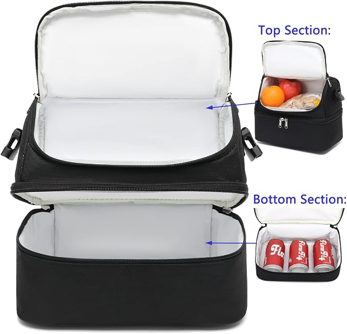 FlowFly Double Decker Cooler Insulated Lunch Bag Large Tote - Image 6