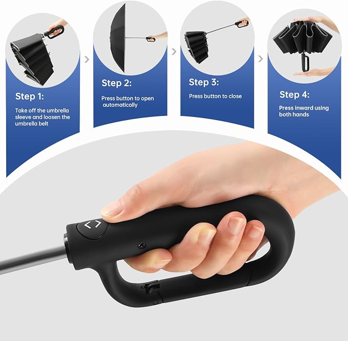 Portable Travel Umbrella, and windproof, reverse folding umbrella - Image 4