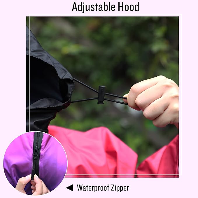 SaphiRose Rain Poncho Jacket Coat Hooded - Image 3
