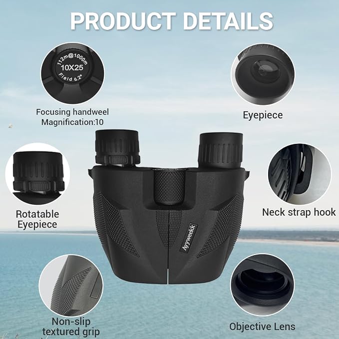 10x25 Binoculars for Adults & Kids, Compact HD Binoculars - Image 6