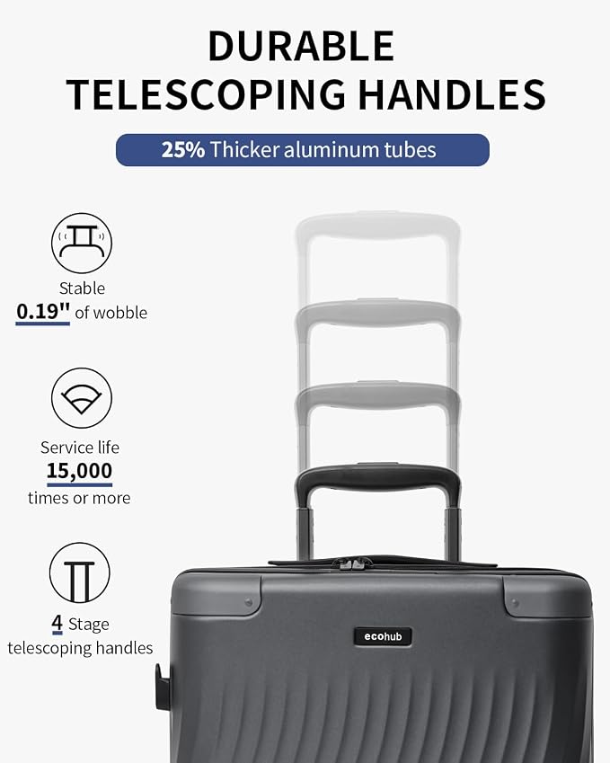 ECOHUB Hardside Expandable Carry On Luggage, Recycled PC 24" Rolling Luggage - Image 5