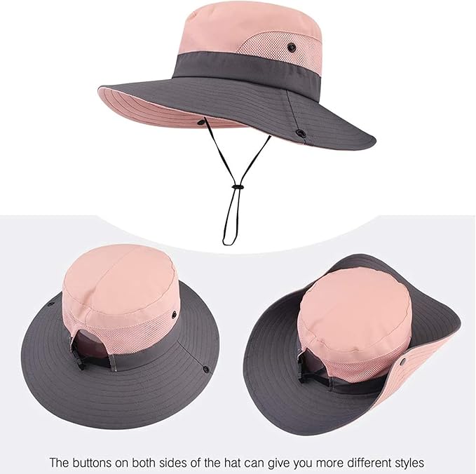 ZOORON Women's Ponytail Safari Sun Hat, Wide Brim UV Protection Outdoor Bucket - Image 3