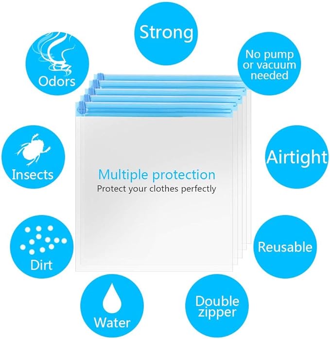 10Pack Travel Space Saver Bags, Reusable KFYM Vacuum Travel Storage Bag - Image 5