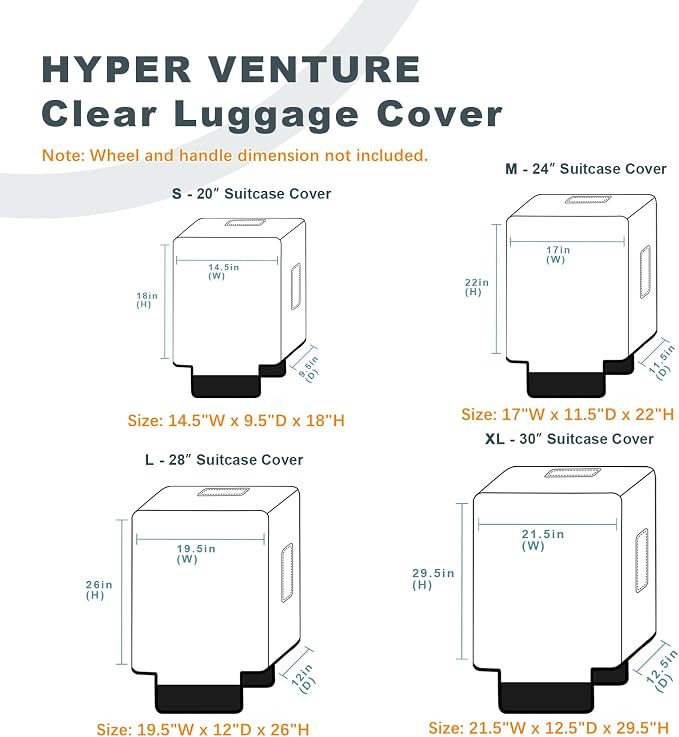 HYPER VENTURE Clear PVC Luggage Cover Full Transparent Suitcase Protector Fits - Image 2