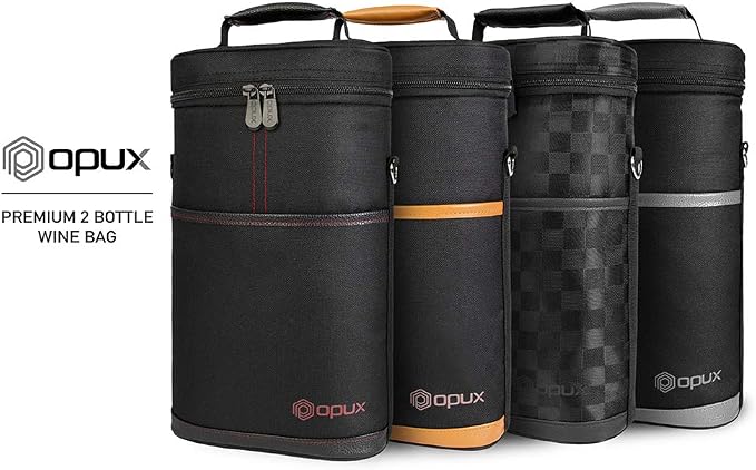 OPUX 2 Bottle Wine Carrier Tote, Insulated Leakproof Wine Cooler Bag, Wine - Image 9