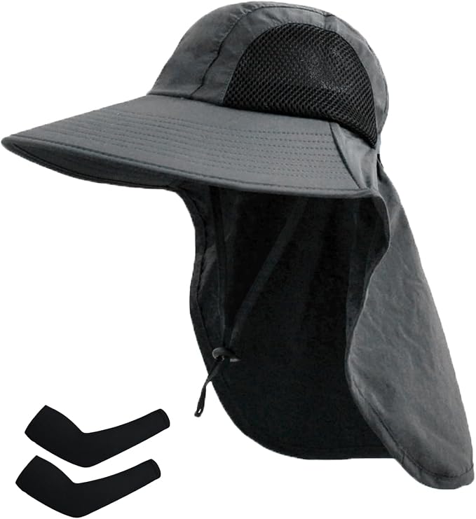 Sun Hat for Men Women with Neck Flap, UPF 50+ UV Protective Hiking Fishing Hats by ZOORON