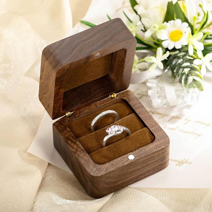 Custom Engraving Ring Gift Box Wooden Presentation Jewelry Box Case - Image 2