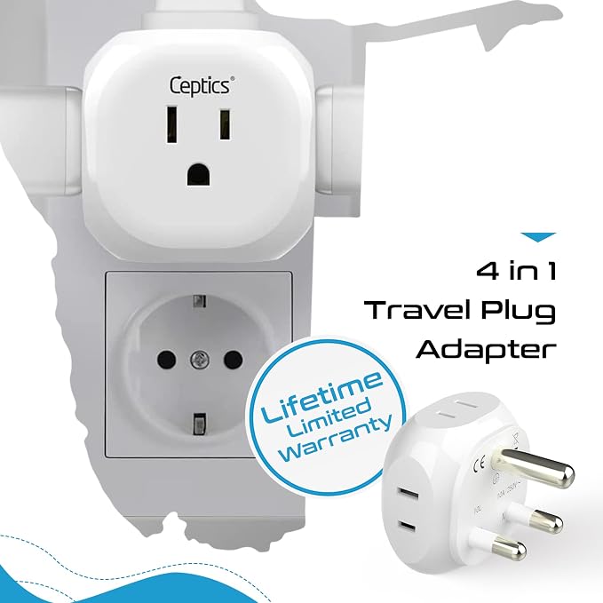 Ceptics South Africa Travel Plug Adapter South Africa Power Adapter Charger 4 - Image 6