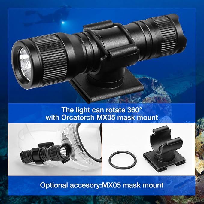 ORCATORCH D560 Mini Scuba Dive Light Headlamp 650 Lumen Mask Diving Flashlight - Image 5