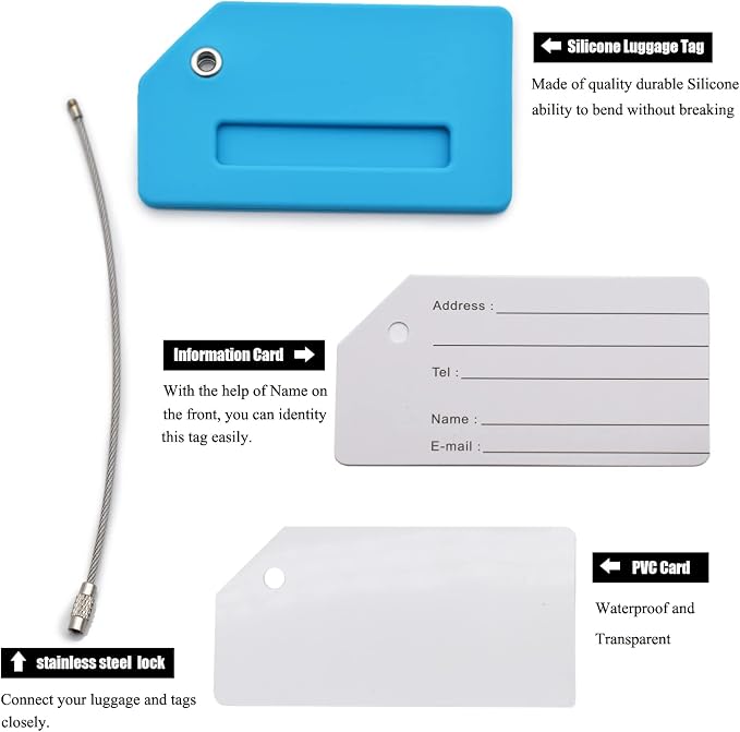 7 Pack Silicone Luggage Tag for Suitcases - Image 4