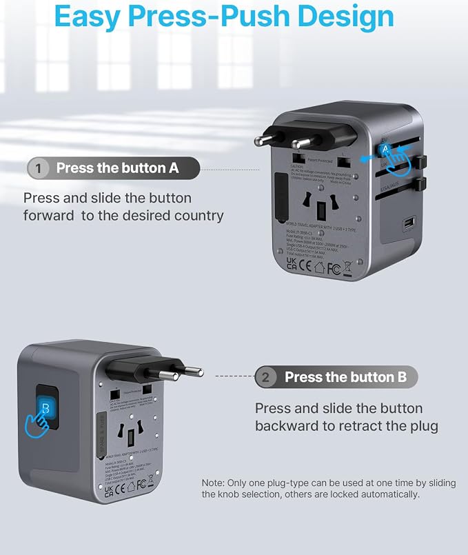 Universal Travel Adapter, VINTAR International Power Adapter - Image 3