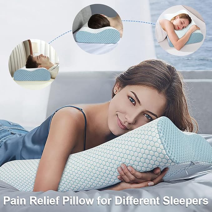 Anvo Memory Foam Pillow, Neck Contour Cervical Orthopedic Bed Pillow - Image 5