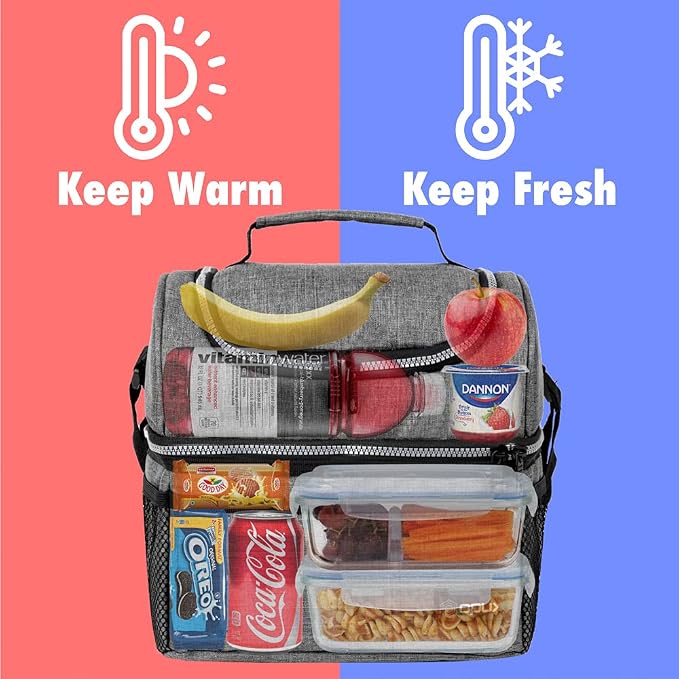 OPUX Lunch Box For Men Women, Insulated Large Lunch Bag Adult Work, Double - Image 2