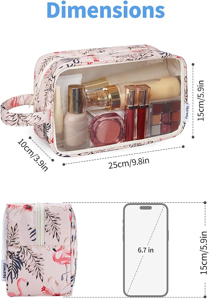 Narwey Clear Toiletry Bags for Traveling Women Men, Make Up Organizer, Skincare - Image 4