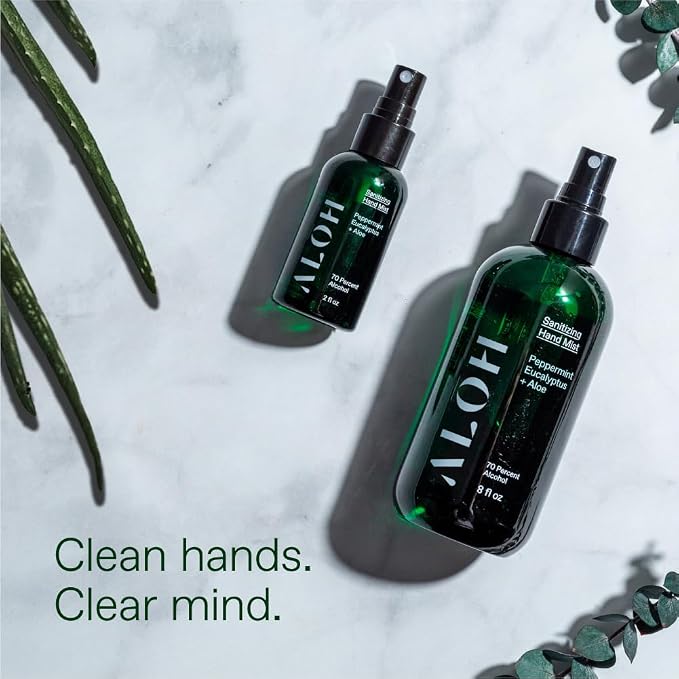 ALŌH Sanitizing Hand Mist 3-pack | Peppermint Eucalyptus + Aloe | 70% Alcohol - Image 5