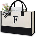 TOPDesign Embroidery Initial Canvas Tote Bag, Personalized Present Bag by TOPDesign