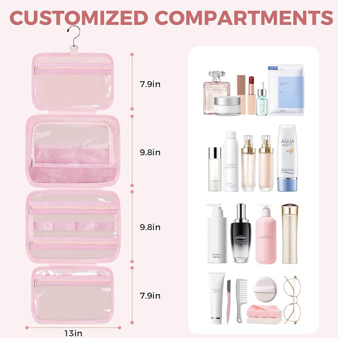 Toiletry Bag For women, Portable Hanging Organizer, 4 Leakproof Compartment for - Image 2