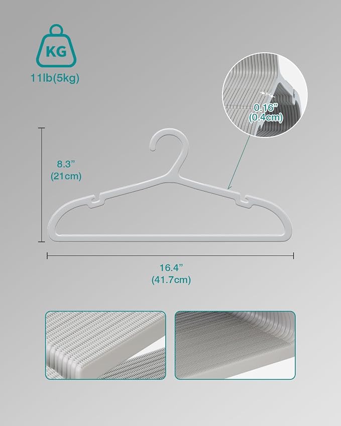 50 Pack Clothes Hangers, Non Slip Plastic Coat Hangers, Space Saving Hangers - Image 7