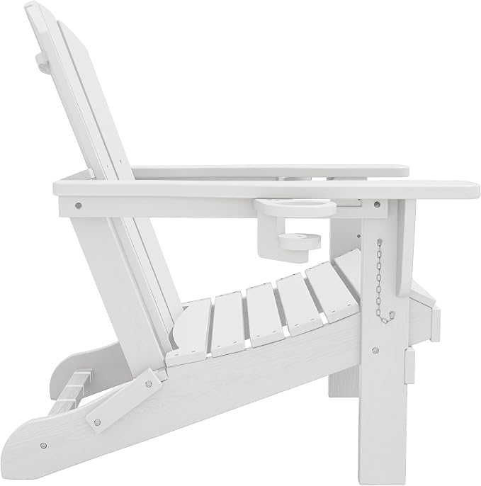 SERWALL Folding Adirondack Chair, Dual Cup Holders & All-Weather HDPE, - Image 5