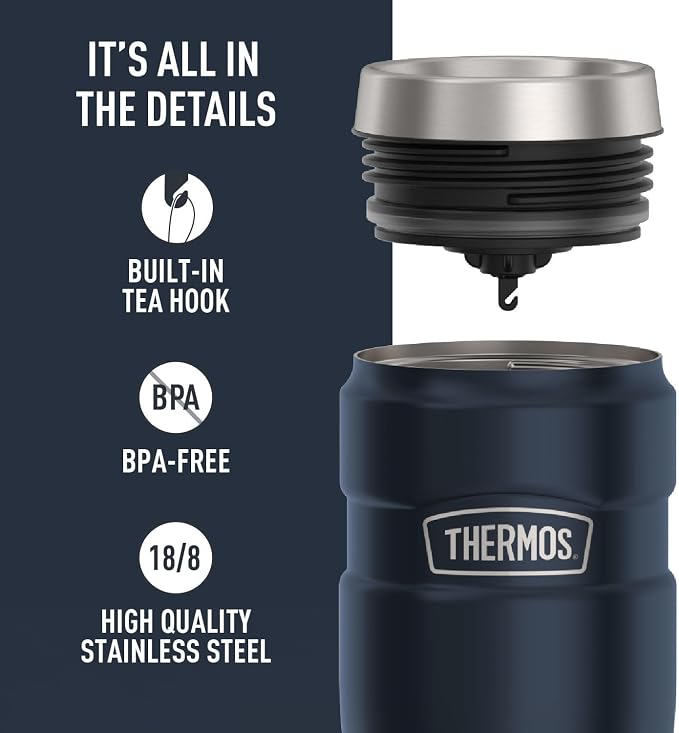 THERMOS Stainless King Vacuum-Insulated Travel Tumbler, 16 Ounce, Midnight Blue - Image 4