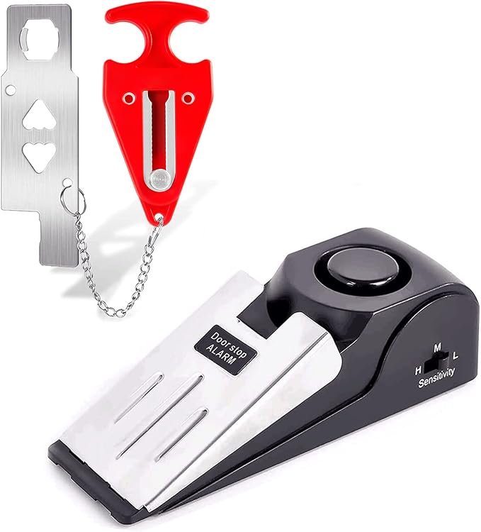 Upgraded Door Stop Alarm with Portable Door Lock 120 dB Travel Door Stopper by TOWODE