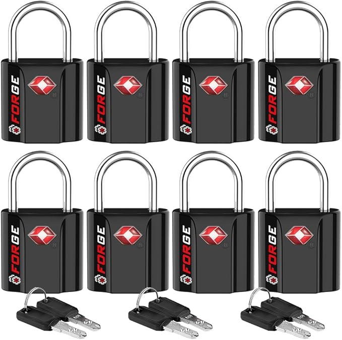 TSA Approved Luggage Locks, Ultra-Secure Dimple Key Travel Locks by Forge