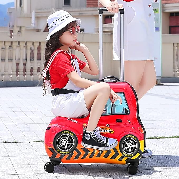Kids Checked Ride on Luggage, 24 Inch Large Suitcase - Image 6