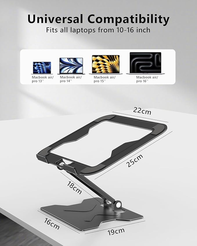 Adjustable Laptop Stand for Desk, Metal Foldable Laptop Riser, Portable Laptop - Image 4