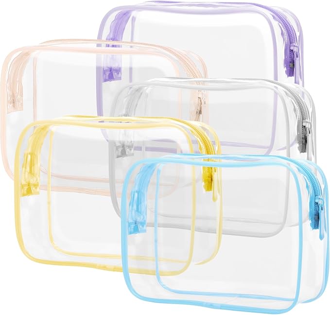 PACKISM Clear Toiletry Bag, 5 Pack TSA Approved Toiletry Bag Quart Size Bag by Packism