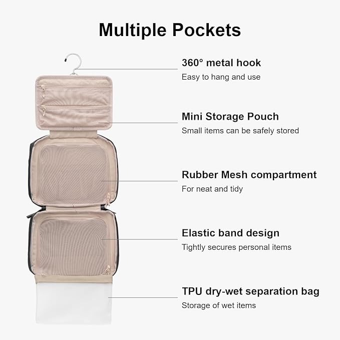 LEVEL8 Travel Toiletry Bag for Women Men, Travel Organizer Water Repellent - Image 5
