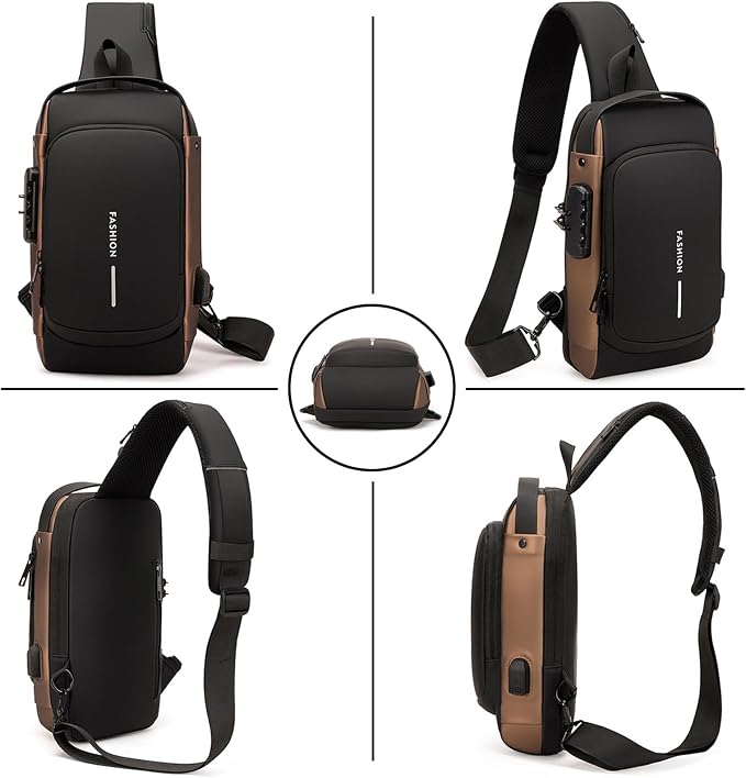 Sling Bag for Men Anti-theft USB Crossbody Shoulder Backpack Purse Waterproof - Image 3