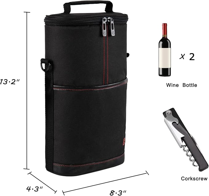 ALLCAMP 2 Bottle Wine Tote Carrier - Image 2