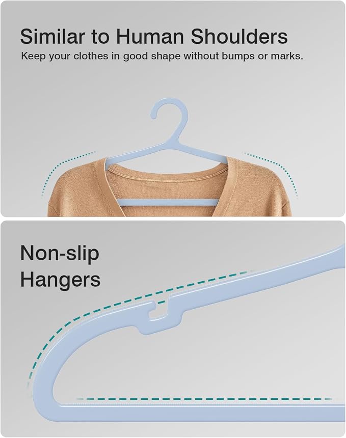 50 Pack Clothes Hangers, Non Slip Plastic Coat Hangers, Space Saving Hangers - Image 4