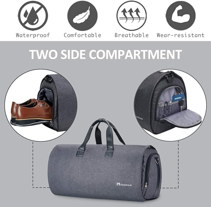 Convertible Garment Bag with Shoulder Strap, Modoker Carry on Garment Duffel Bag - Image 5