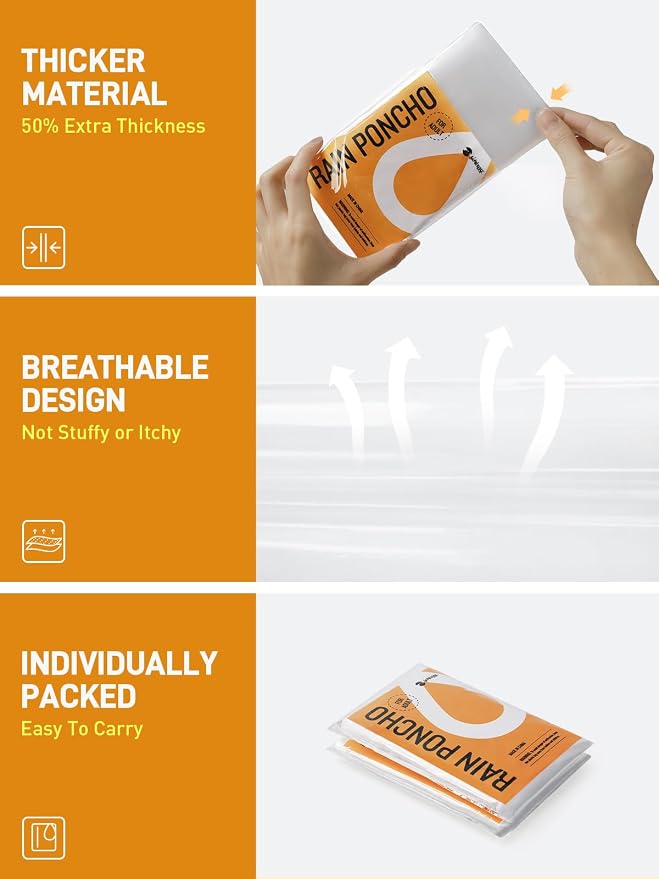 SaphiRose Disposable Rain Ponchos Emergency Clear Poncho - Image 4