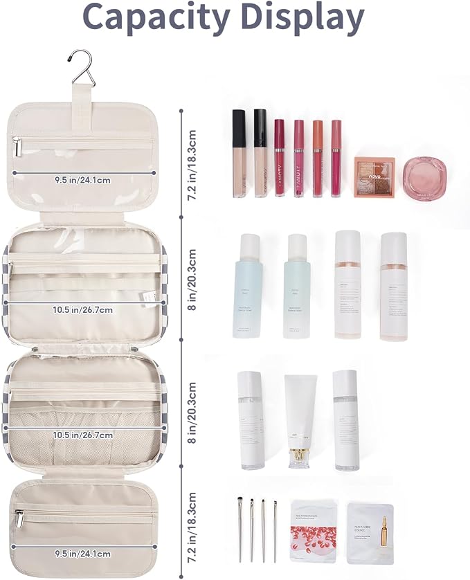 Narwey Hanging Toiletry Bag for Women Travel Makeup Bag Organizer Toiletries - Image 4