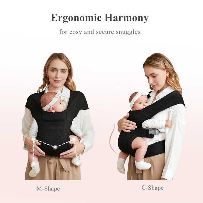 Newborn Carrier, Cozy Baby Carrier, Ergonomic Cross-Back Wrap, Hands-Free - Image 3