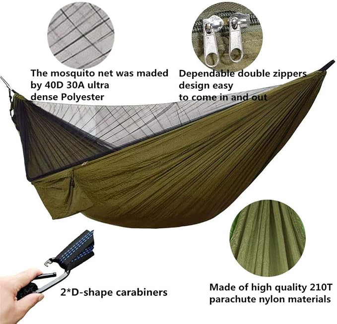 Camping Hammock with Rain Fly Tarp and Mosquito Net with Tree Straps，1/2 Person - Image 2