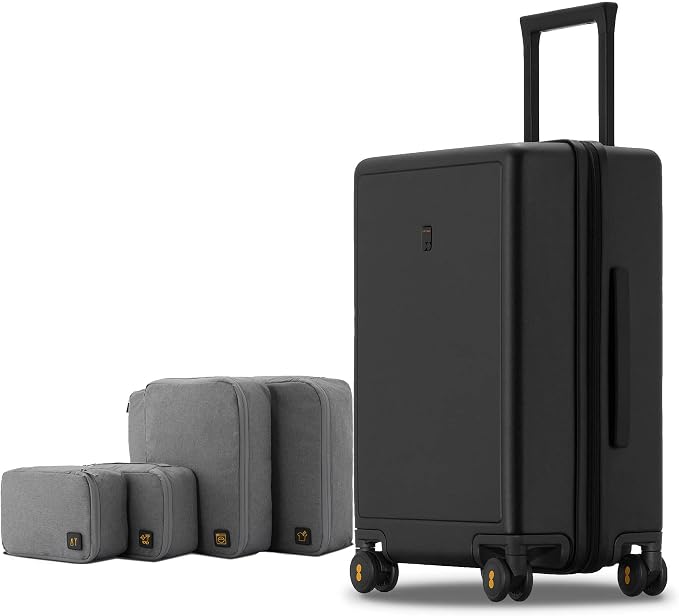 LEVEL8 Elegance Checked Luggage, 24 Inch Hardside Suitcase, Lightweight Matte by LEVEL8