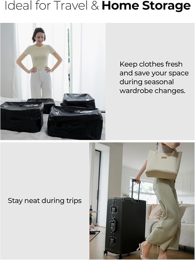 Vacuum Bags for Travel, 180° Open Zipper, IP67 Waterproof, Reusable Space Saver - Image 8