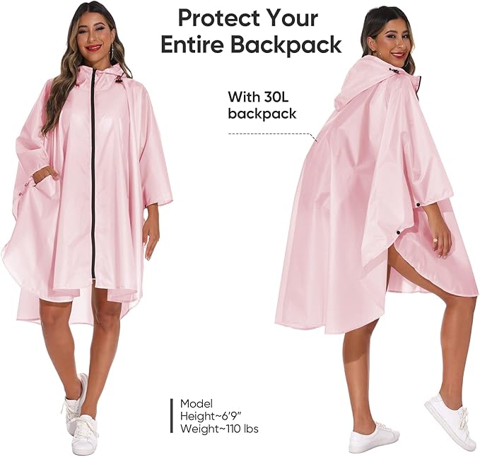 PTEROMY Hooded Rain Poncho for Adult - Image 3