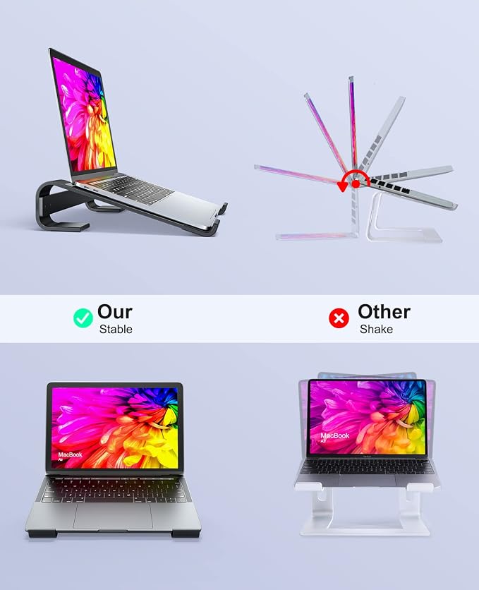 Soqool Laptop Stand for Desk, Ergonomic Detachable Laptop Riser, Aluminum - Image 3