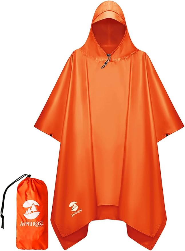 SaphiRose Hooded Rain Poncho Waterproof Raincoat Jacket by SaphiRose