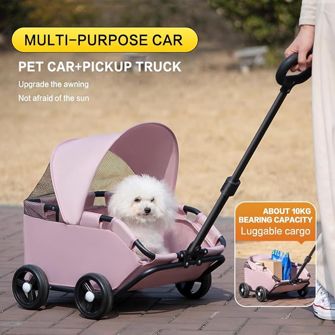 Dog Stroller 4 Wheels Folding Dog Cart - Image 2