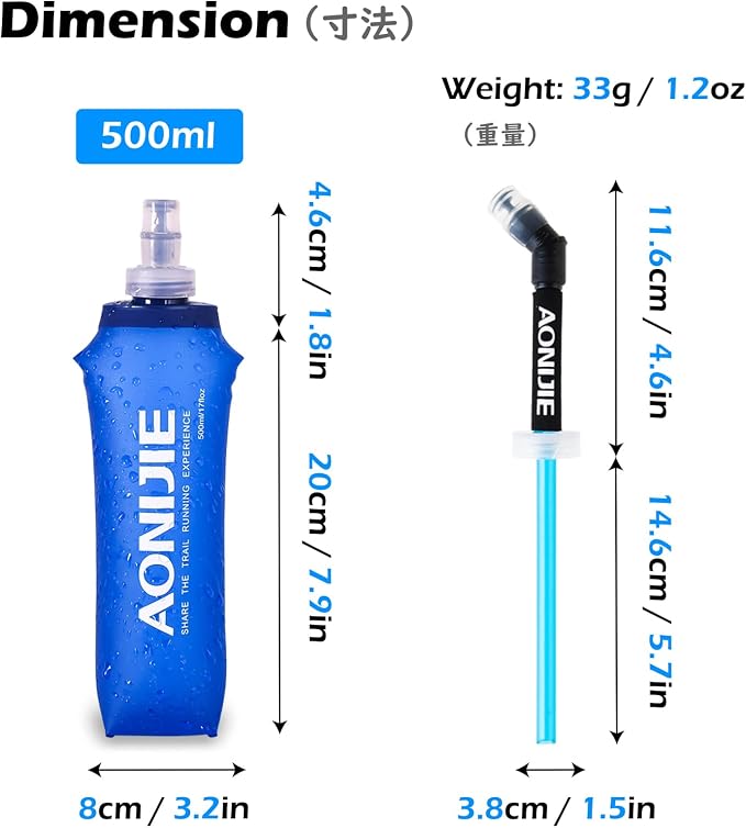 TRIWONDER Collapsible Water Bottles TPU Soft Flask Running Bottles BPA-Free - Image 2