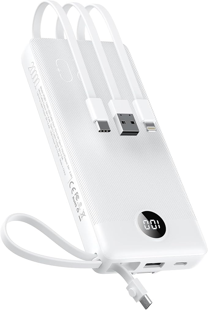 VEEKTOMX Portable Charger with Built-in Cables, 20000mAh Power Bank by VEEKTOMX