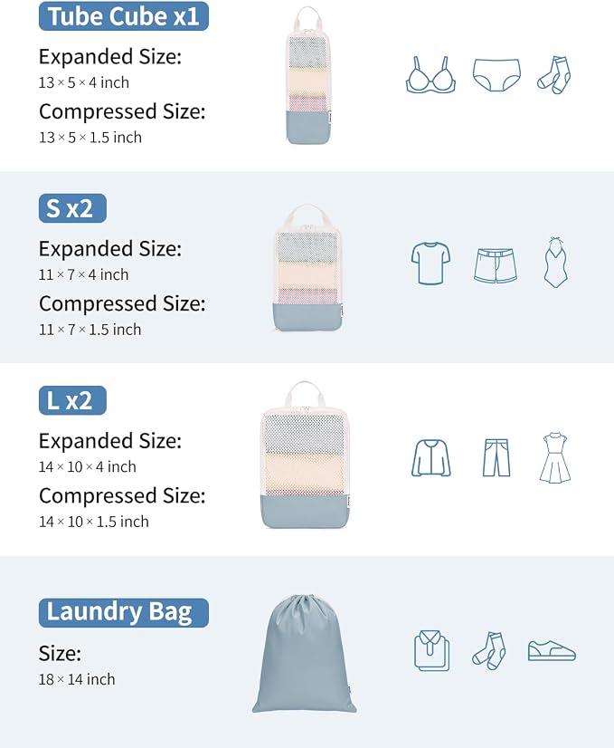 Narwey 6 Set Compression Packing Cubes - Image 4