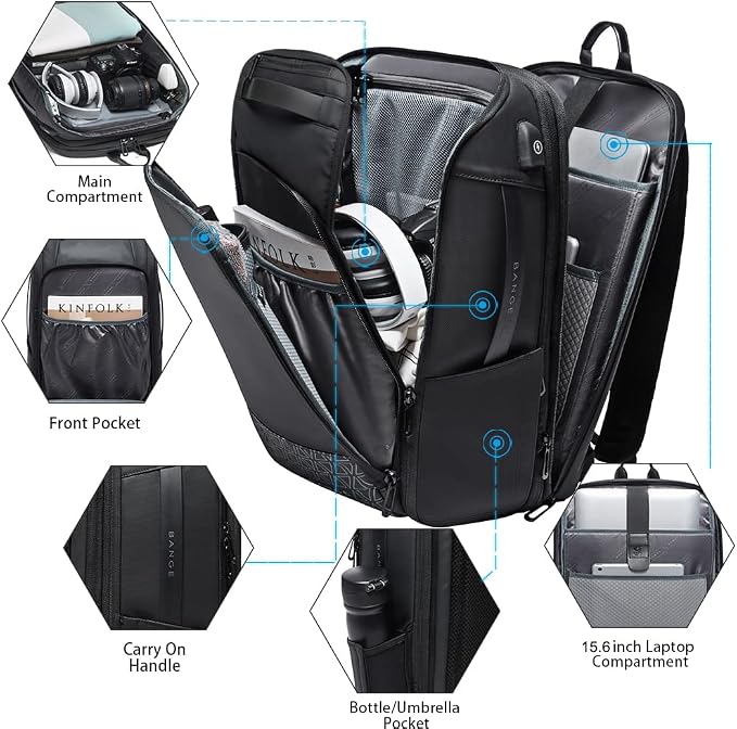 BANGE Travel Backpacks, Weekender Carry On Backpack, Waterproof Men's Business - Image 3