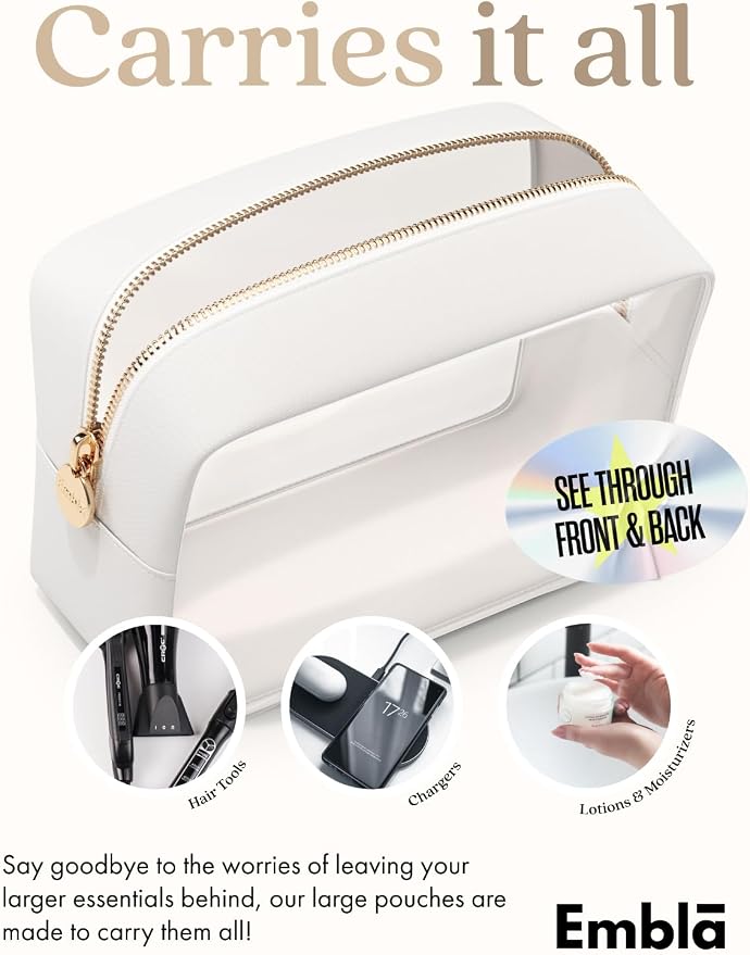 Clear Makeup Bag Zipper Pouch, Transparent Cosmetic Case Organizer, TSA - Image 4