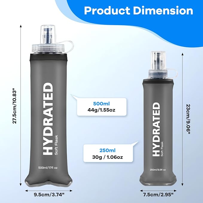 2Pack Soft Flask, 8.5oz Collapsible Soft Water Bottle, 250ml Foldable TPU - Image 6